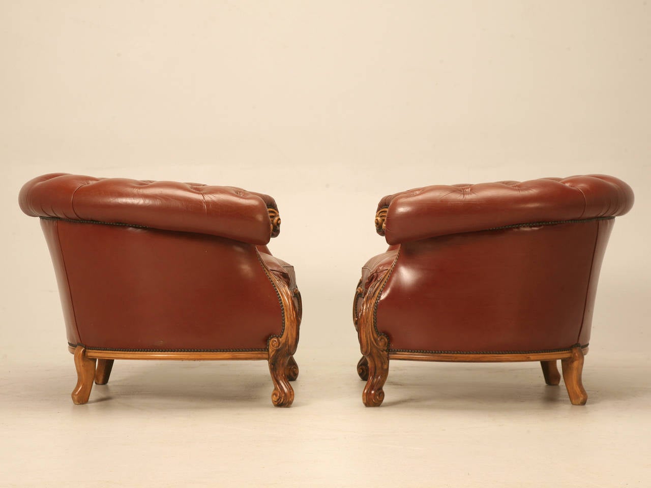 French Leather Chesterfields Armchairs with a Bit of a Twist 5
