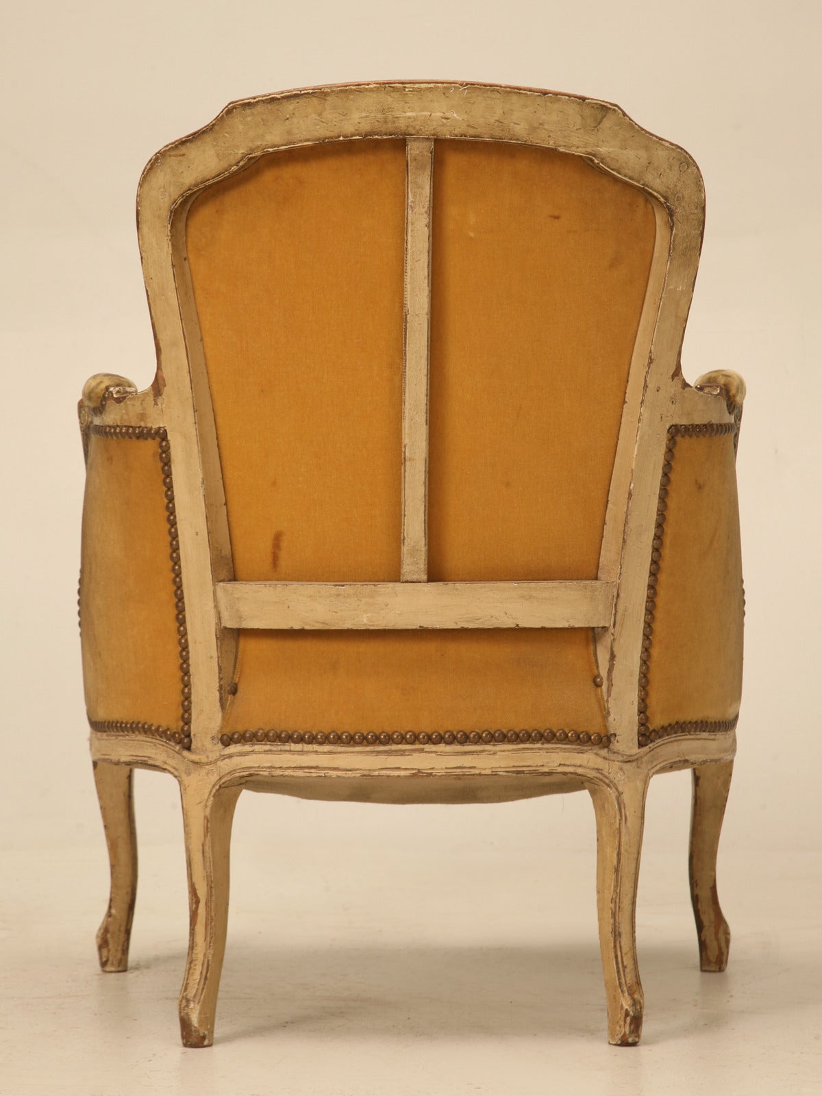 Antique French Louis XV Style Bergere Chair in Old Paint 2