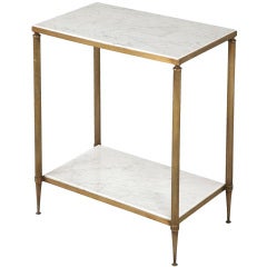 Stellar French Forties Two Tier Marble & Brass End/Side Table