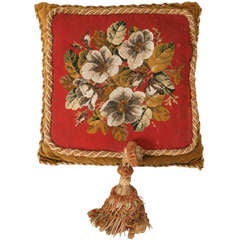 Circa 1900 Victorian English Beaded and Needlepoint Pillow