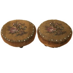 An Honest Pair of Antique English Ladies Beaded Footstools