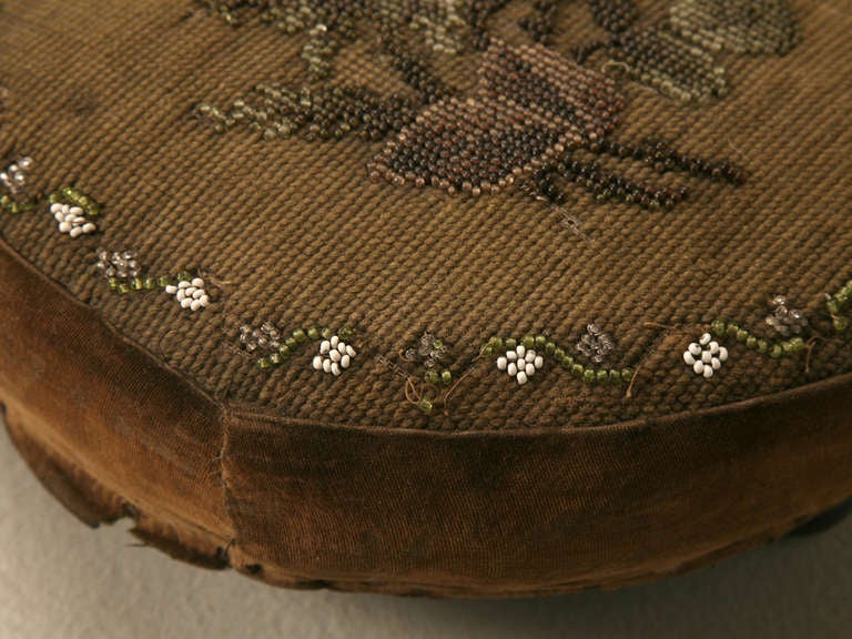 19th Century An Honest Pair of Antique English Ladies Beaded Footstools