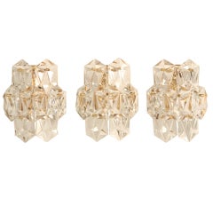 Outstanding Set of 3 Matching Vintage "Kalmar" Austrian Crystal Wall Sconces 12