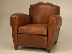 Unique French Original Lambskin Leather Moustache Back Club Chair