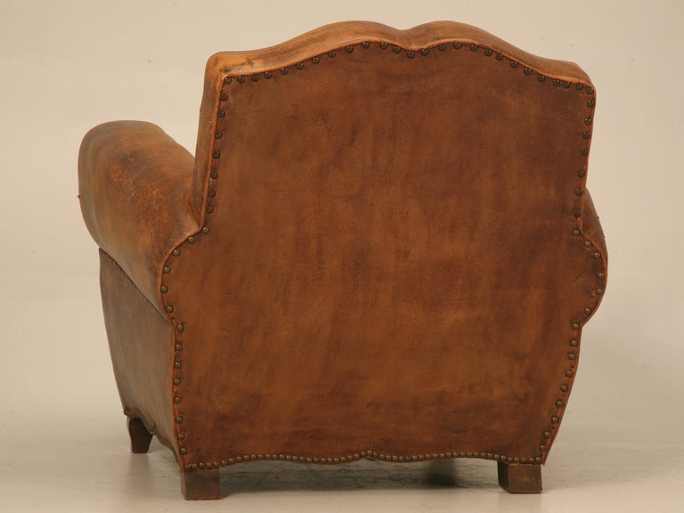 Unique French Original Lambskin Leather Moustache Back Club Chair 4