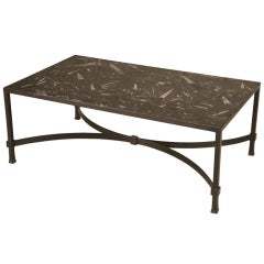 Awesome Vintage Steel Cocktail Table w/40 Million Year Old Fossil Stone Top 7