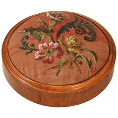 Antique English Folk Art Beaded Ladies Foot Stool 9