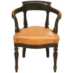 c.1870 Antique French Napoleon III Barrel Back Desk Chair