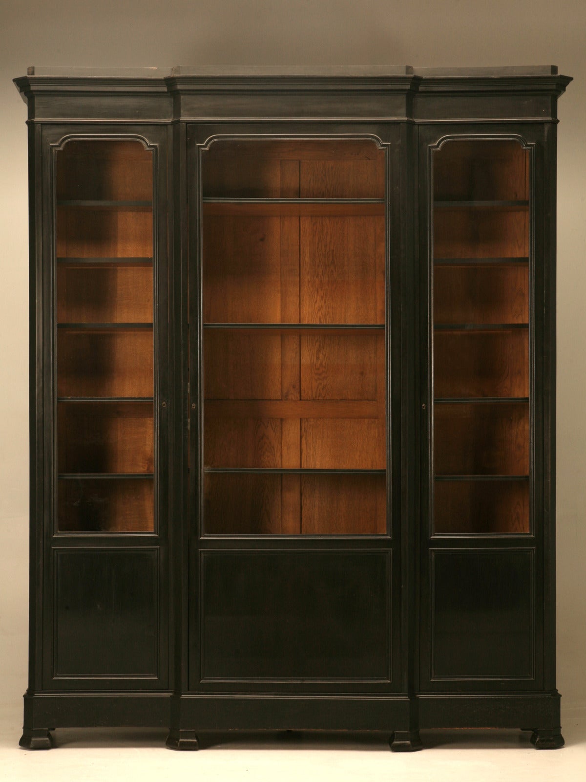 Original Ebonized Antique French Napoleon III 3 Door Bookcase/Cabinet