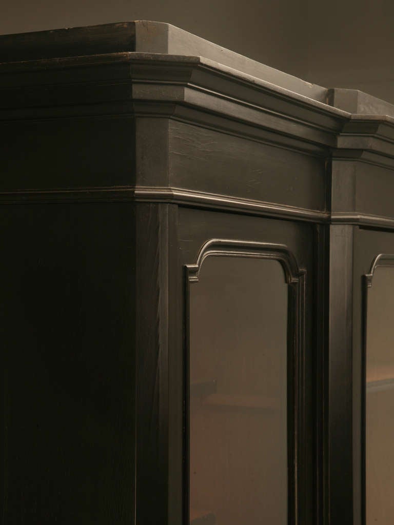 Original Ebonized Antique French Napoleon III 3 Door Bookcase/Cabinet In Good Condition In Chicago, IL