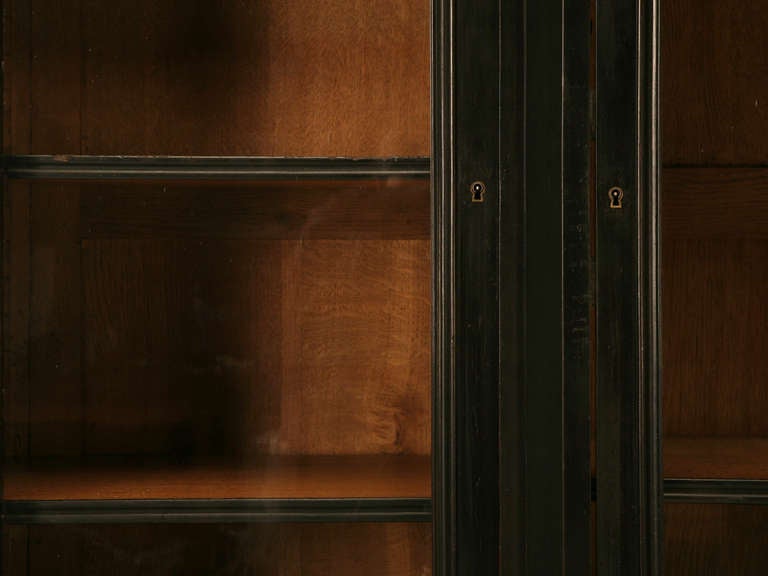 Mahogany Original Ebonized Antique French Napoleon III 3 Door Bookcase/Cabinet