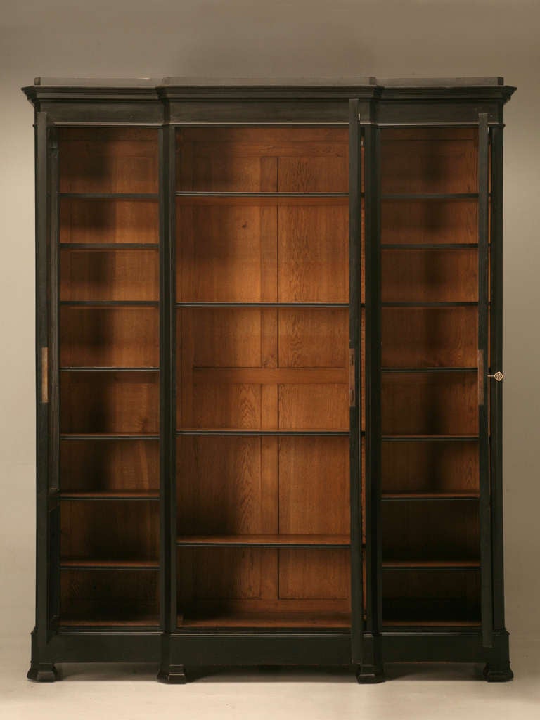 Original Ebonized Antique French Napoleon III 3 Door Bookcase/Cabinet 3