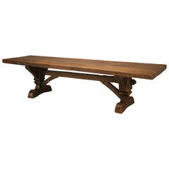 Antique Epoque Louis XIV Trestle Table in French White Oak, circa 1643-1715