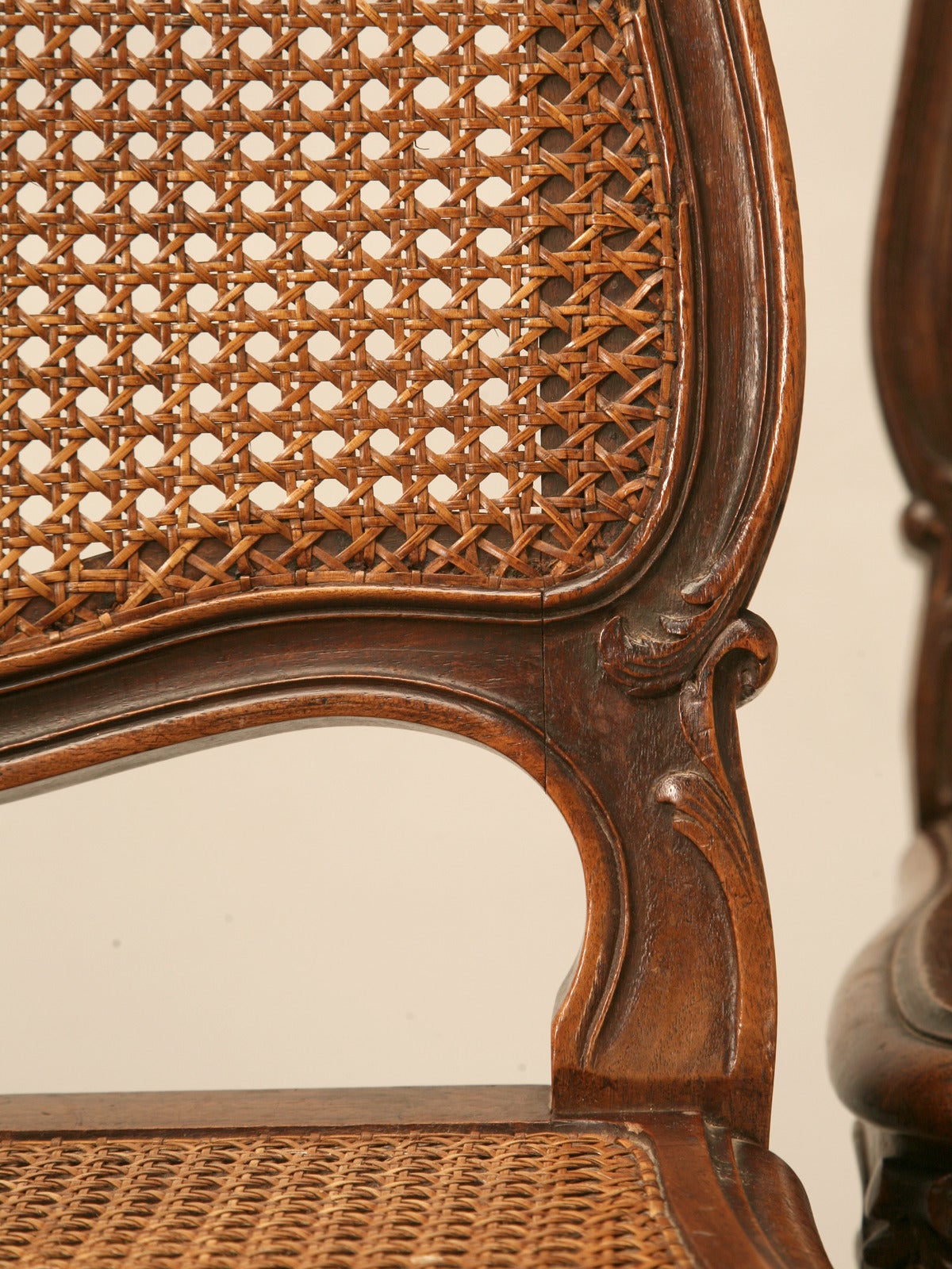 Rare Set of Twelve Matching Louis XV Style Walnut Dining Chairs In Fair Condition In Chicago, IL
