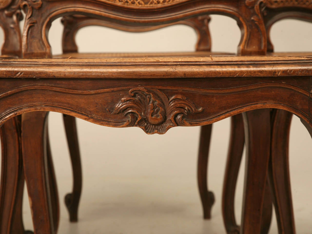 Rare Set of Twelve Matching Louis XV Style Walnut Dining Chairs 1