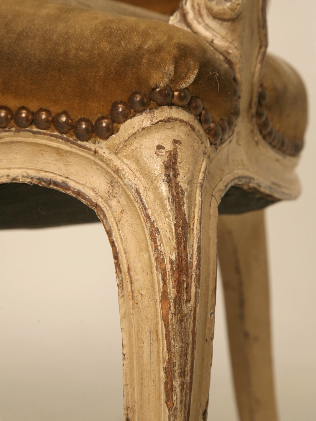 Pair of Early 1800's Louis XV Style Armchairs with Incredible Old Paint 2