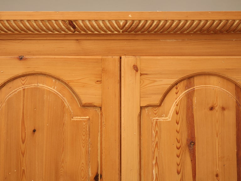 American Rustic Vintage Solid Pine Armoire or Cupboard w/Raised Panels & Rope Edge