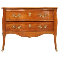 Antique French Louis XV Cherry Wood Bombé Commode