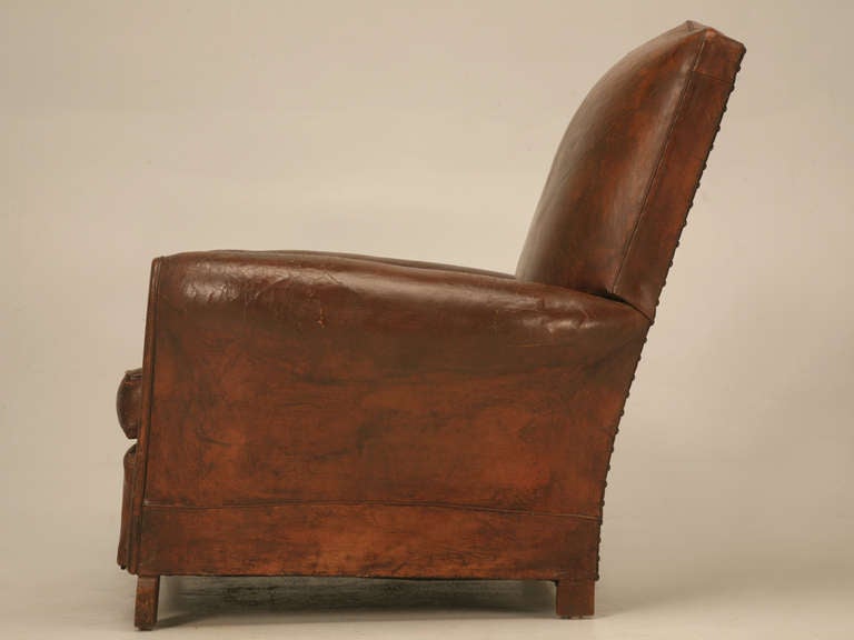 French Deco Leather Moustache Back Club Chair 3