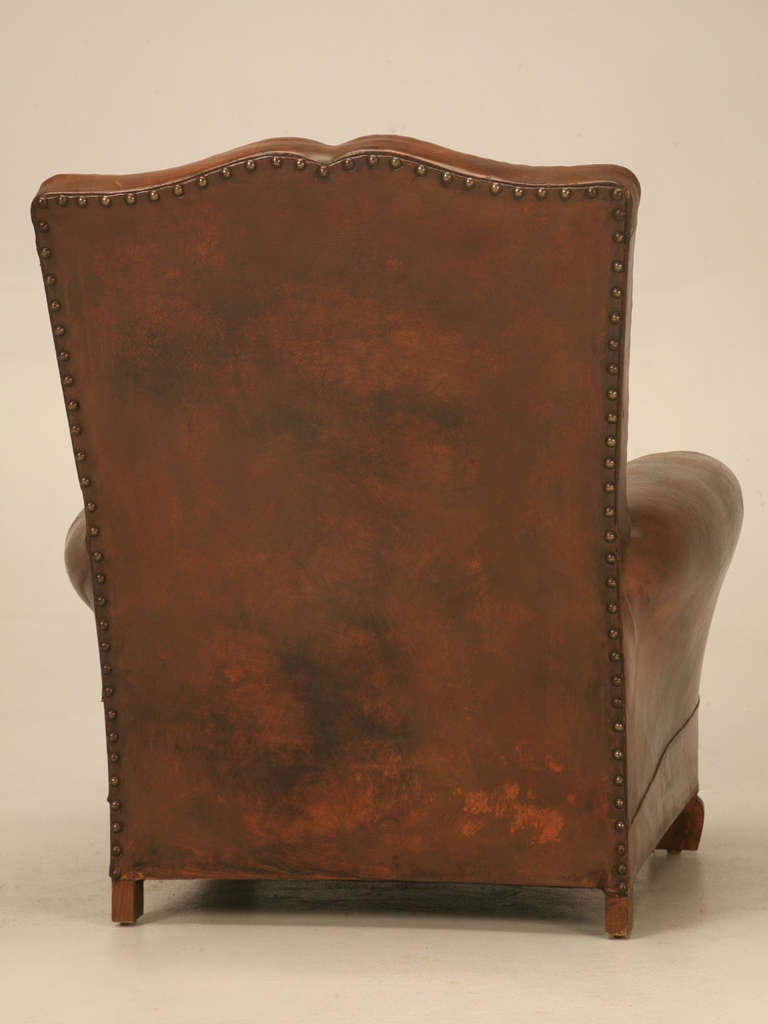 French Deco Leather Moustache Back Club Chair 4