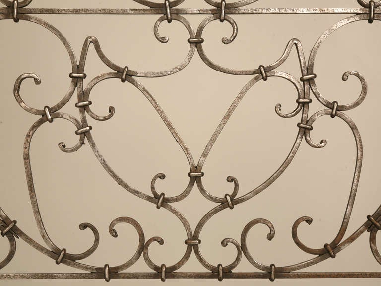 Circa 1880 French Hand Forged Iron Canopy Bed with Twists and Brass Finials 1