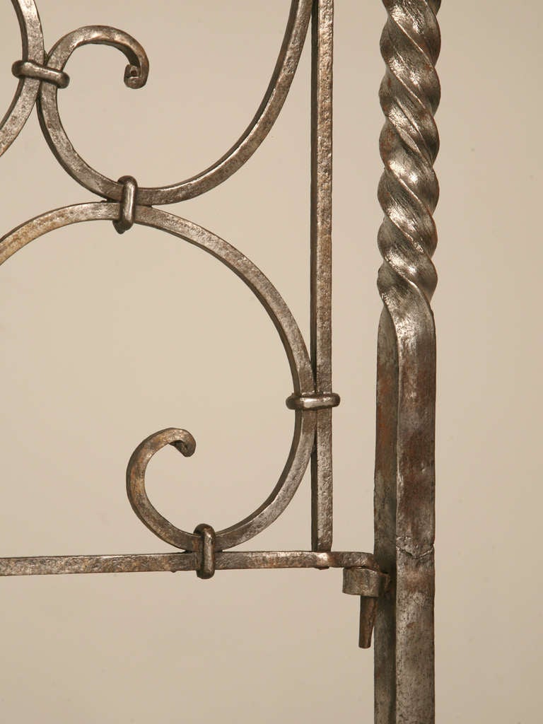 Circa 1880 French Hand Forged Iron Canopy Bed with Twists and Brass Finials 2