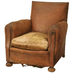 French Leather Club Chair in Need of Restoration