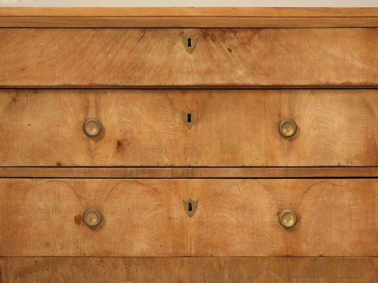 Unrestored French Empire, Three-Drawer Columned Walnut Commode 5