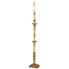 Italian Carved Painted and Gilded Candlestick Floor Lamp