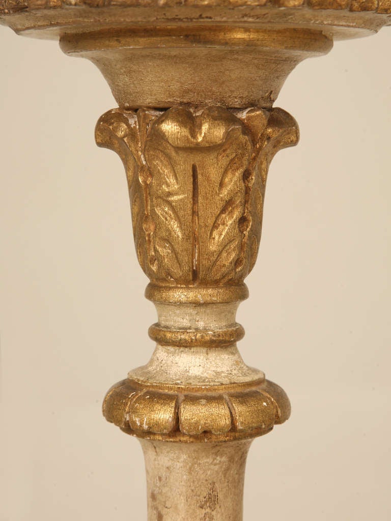 Gilt Italian Carved Painted and Gilded Candlestick Floor Lamp