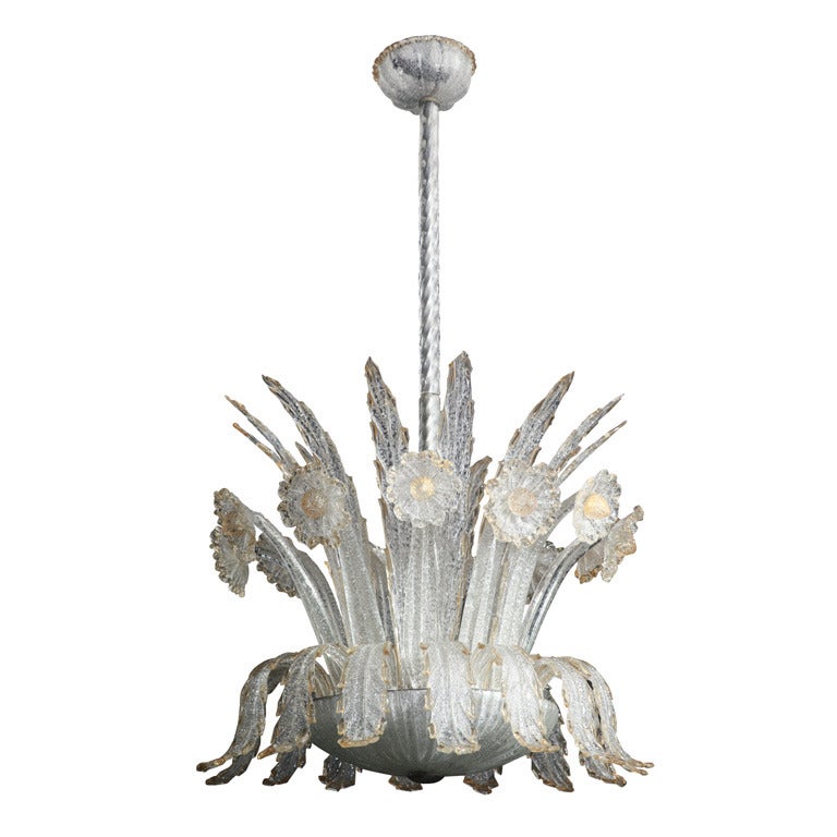 Barovier and Toso Chandelier Made in Venice, 1940 For Sale