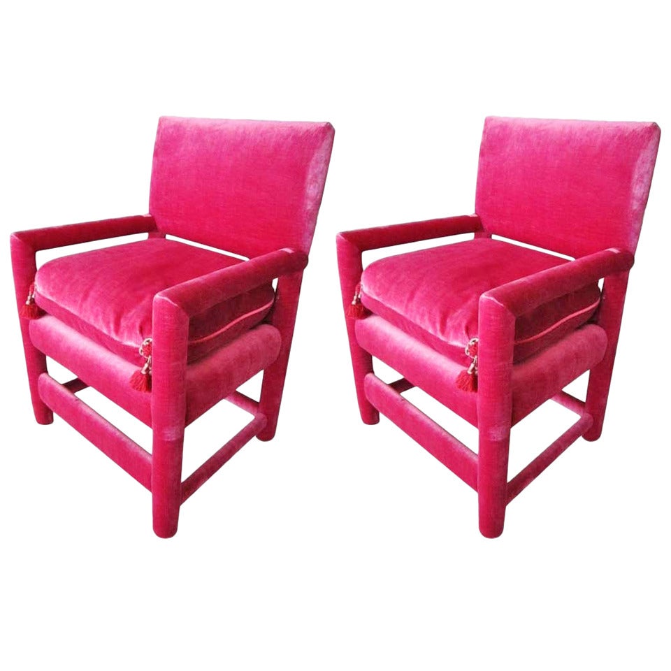 Pair of Fuschia Velvet Chairs