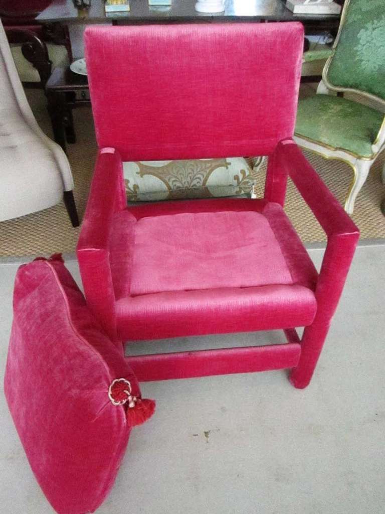 Pair of Fuschia Velvet Chairs 1