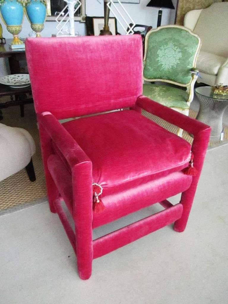 Unknown Pair of Fuschia Velvet Chairs