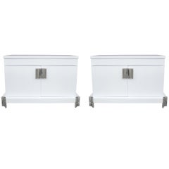 Pair of Italian White Lacquer Bedside Chests Pair of Italian White Lacquer Bedside Chests