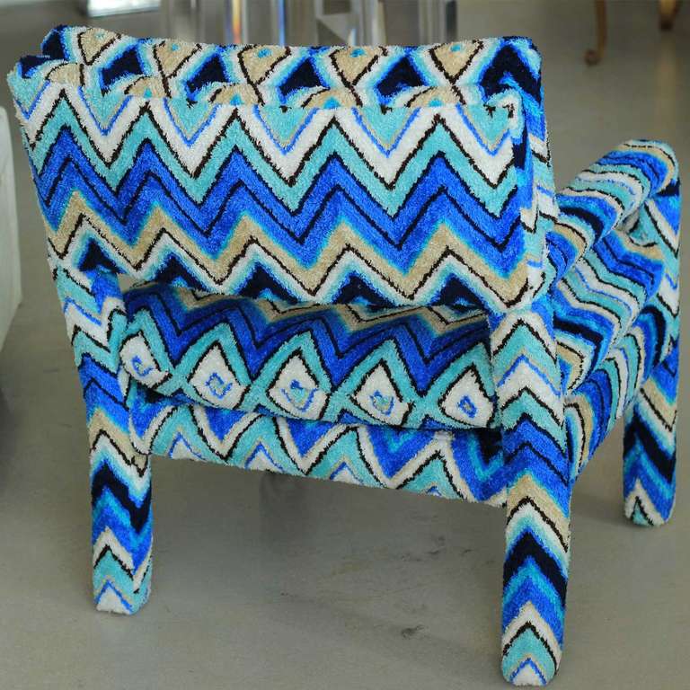 Modern Pair of Vintage Parsons Chairs with Missoni Fabric