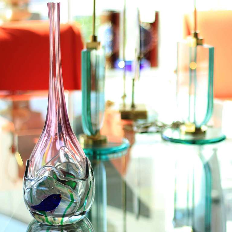 Mid-Century Modern Monumental Barbini  Glass Aquarium Vase For Sale