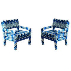 Pair of Vintage Parsons Chairs with Missoni Fabric
