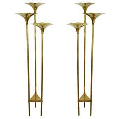 Pair of Brass Italian Standing Floor Lamps