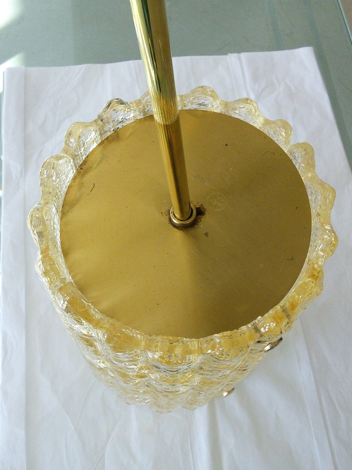 Mid-Century Modern Carl Fagerlund Glass and Brass Pendant