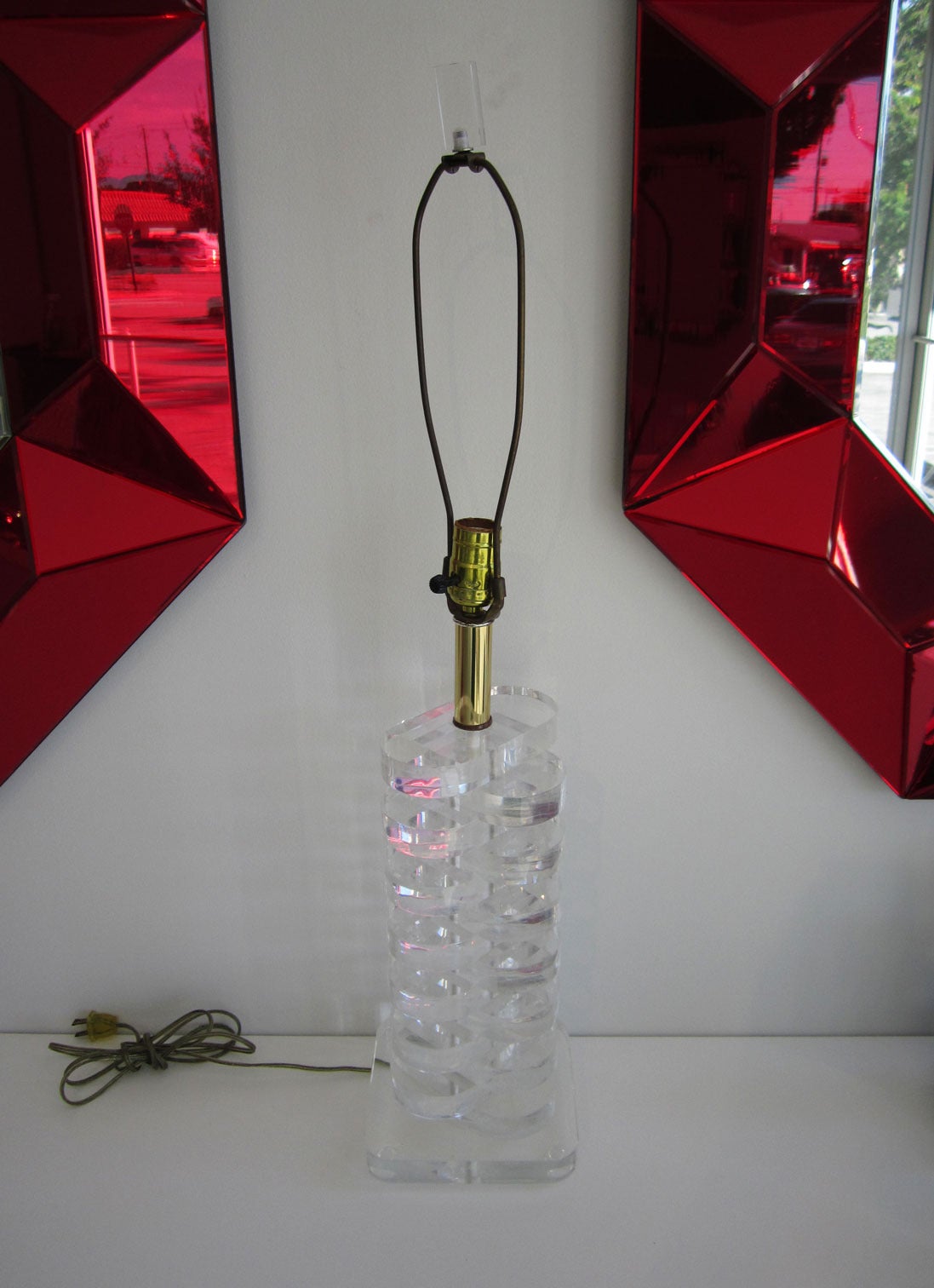 Pair of Mid-Century Modern "Stacked" Lucite Lamps