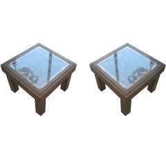 Pair of Mixed Metal Brutalist  Tables by Arenson Studios