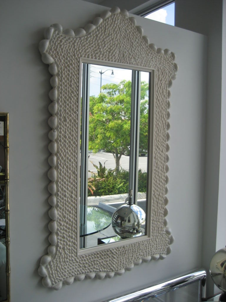 Resin  Pebble and Shell Mirror
