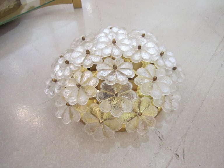 Vintage Ernest Palme Glass Flower Flushmount Light Fixture