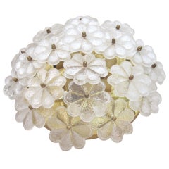 Vintage Ernest Palme Glass Flower Flushmount Light Fixture