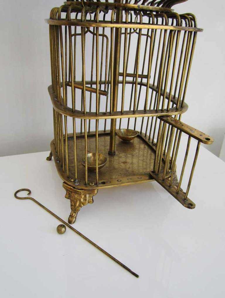 Mid-20th Century Pair of Vintage Brass Birdcage Lamps