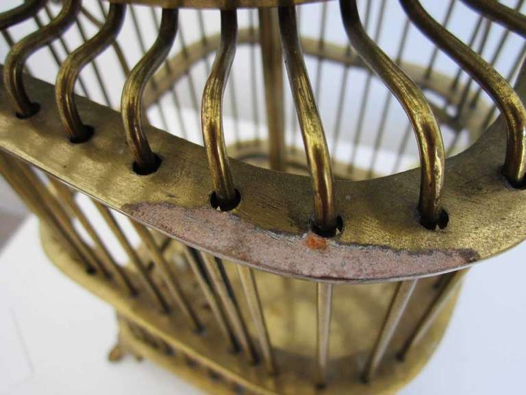 Pair of Vintage Brass Birdcage Lamps In Good Condition In West Palm Beach, FL