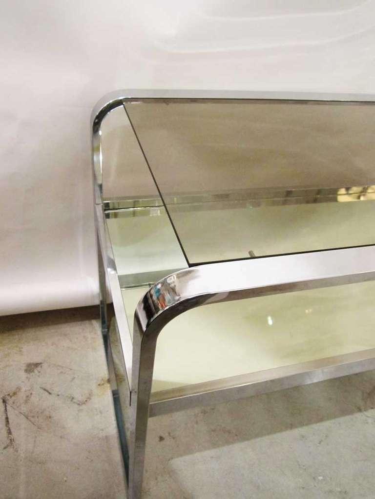 Milo Baughman Chrome Console Table In Good Condition In West Palm Beach, FL