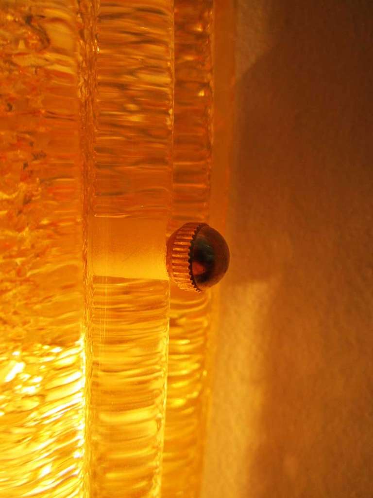 Mid-20th Century Pair of Amber Murano Glass Sconces