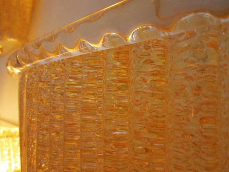 Mid-Century Modern Pair of Amber Murano Glass Sconces